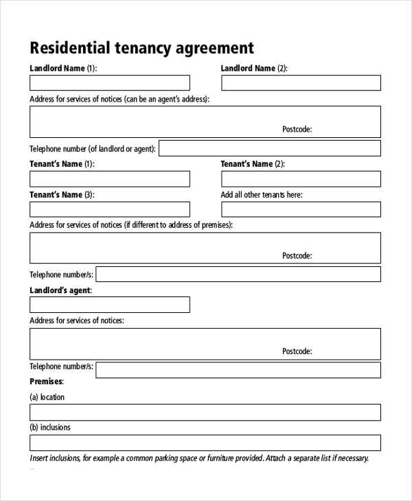 free 7 sample tenancy agreement forms in ms word pdf