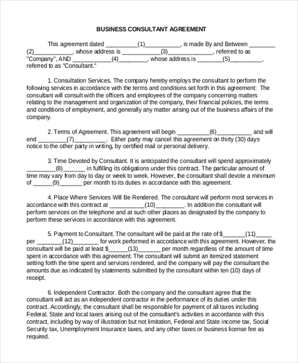 business consulting services agreement