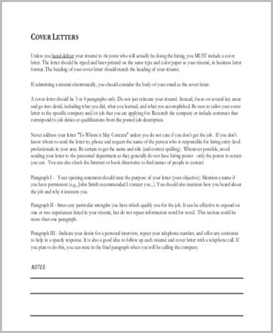 business cover letter form