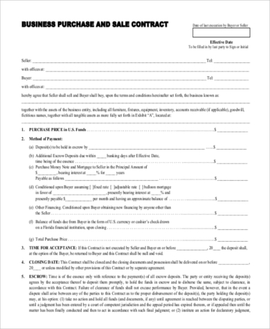 business purchase agreement