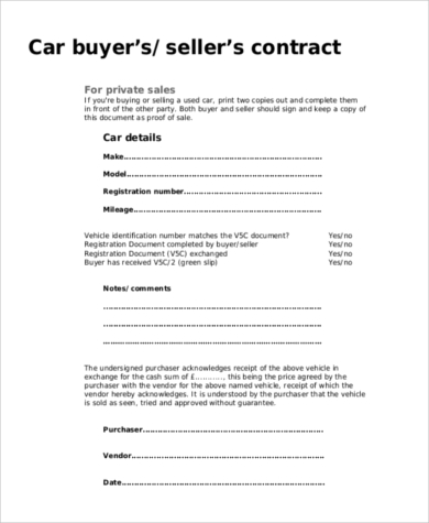 buying a used car bill of sale