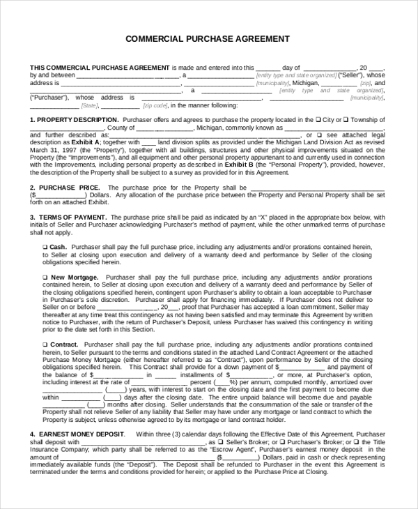 commercial purchase agreement