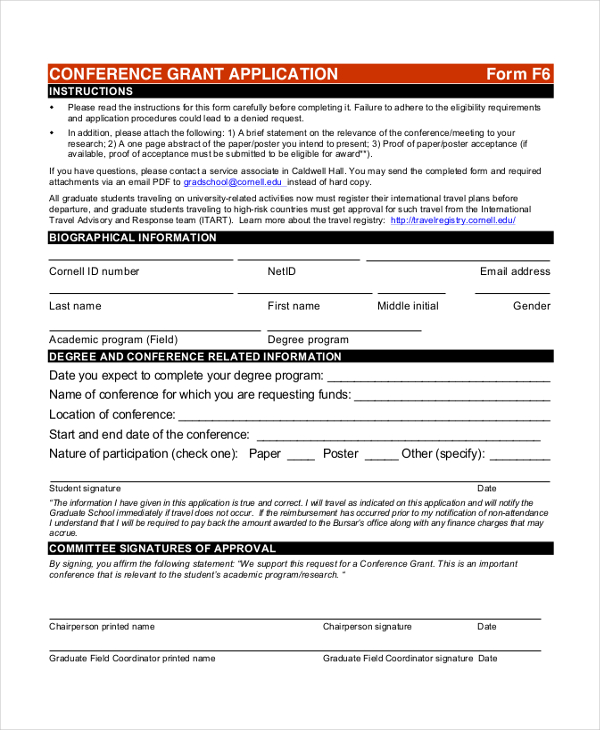 Free 10 Sample Grant Application Forms In Pdf Excel Ms Word 9301