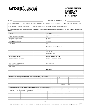 confidential personal financial statement