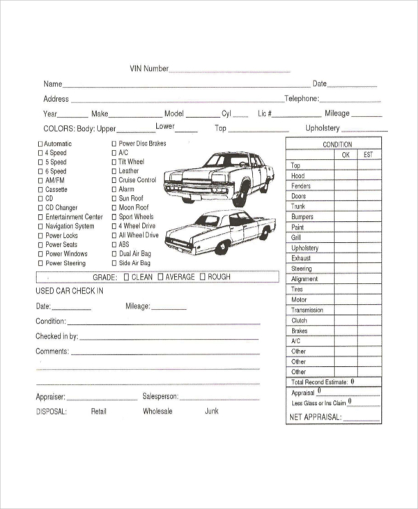 FREE 8+ Sample Car Appraisal Forms in PDF | MS Word