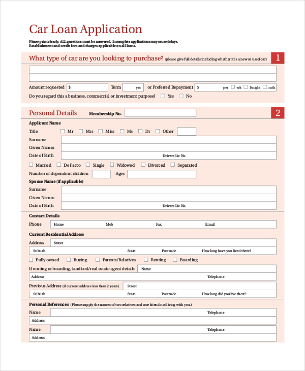 car loan application