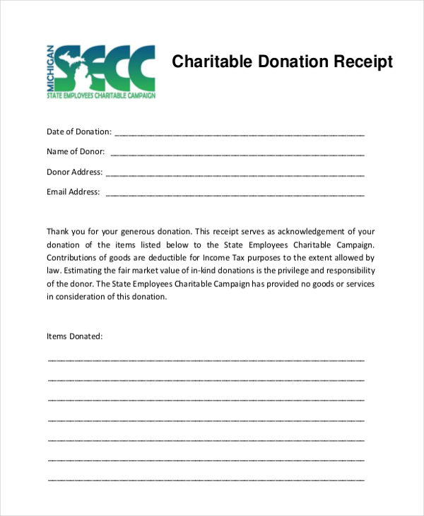 FREE 8+ Sample Donation Receipt Forms in PDF | Excel