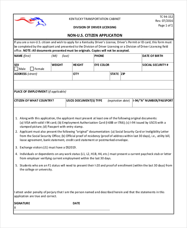 Free 9 Sample Citizenship Application Forms In Ms Word Pdf Excel Gambaran