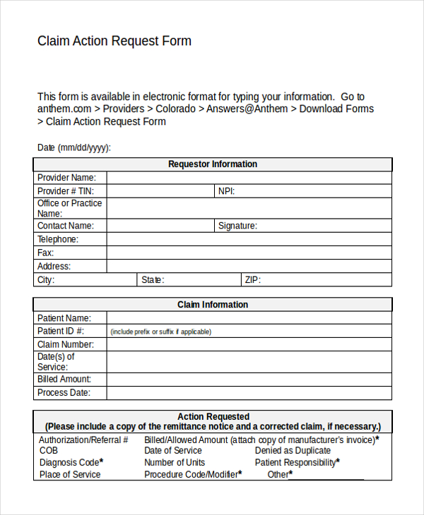 FREE 9+ Sample Action Request Forms in PDF MS Word
