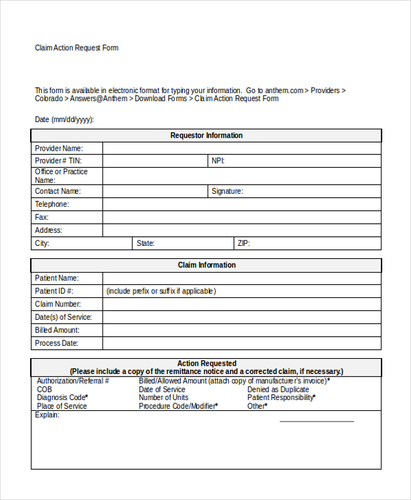 FREE 11+ Sample Action Request Forms in PDF | MS Word