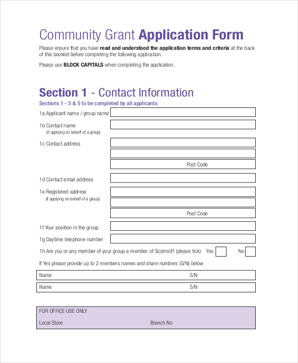 FREE 10+ Sample Grant Application Forms in PDF | Excel | MS Word