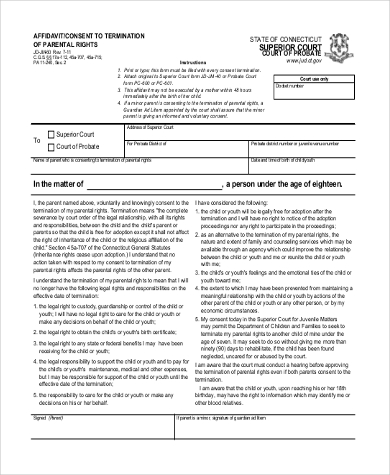 Consent to Terminate Parental Rights Form