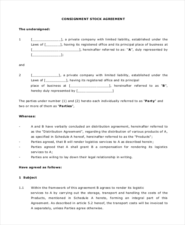 FREE 8+ Sample Consignment Agreement Forms in PDF | MS Word