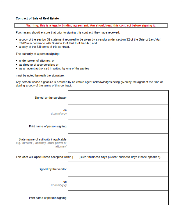 Contract For Sale of Real Estate by Owner