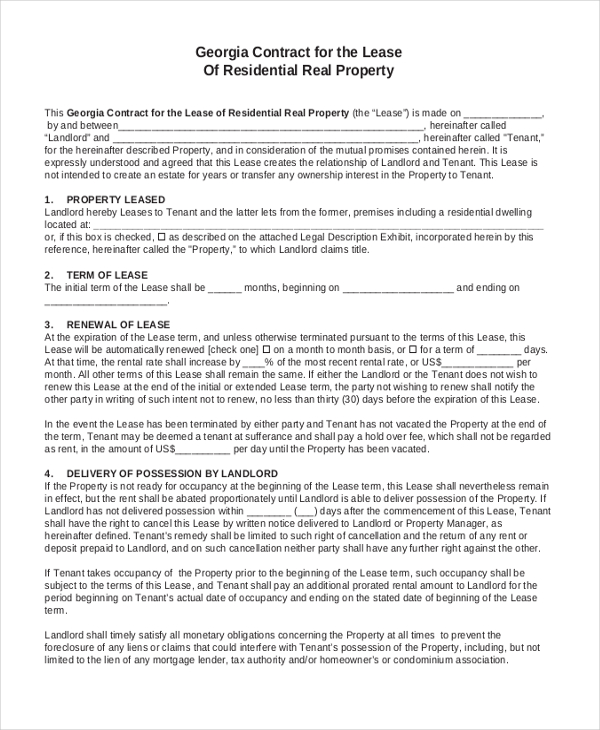contract lease agreement form