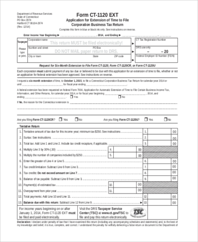 corporate income tax extension form