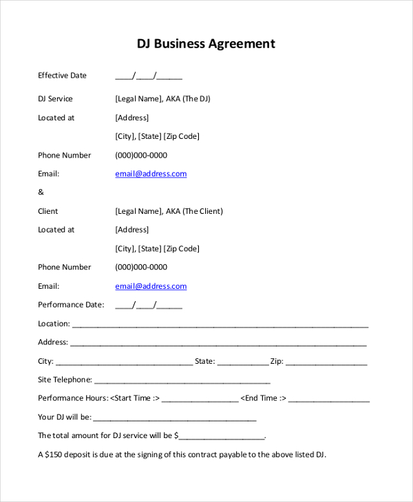 Sample DJ Contract Form - 8+ Free Documents in PDF, Doc