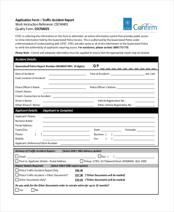FREE 9+ Sample DMV Accident Report Forms in PDF | MS Word | Pages ...