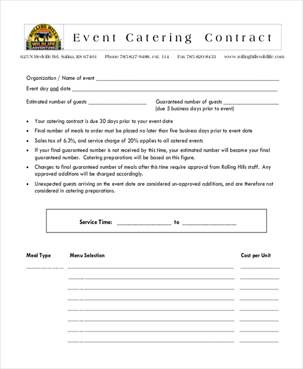 free-7-sample-catering-contract-forms-in-pdf-ms-word