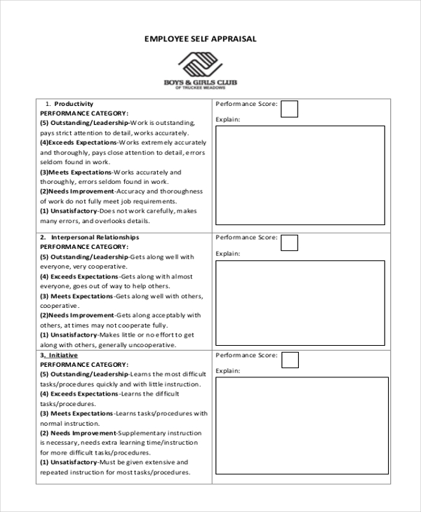 What To Write In Self Appraisal Form