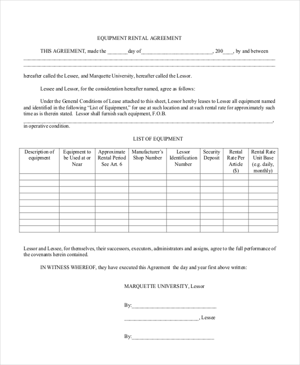 FREE 9+ Rental Agreement Form Samples in PDF | MS Word
