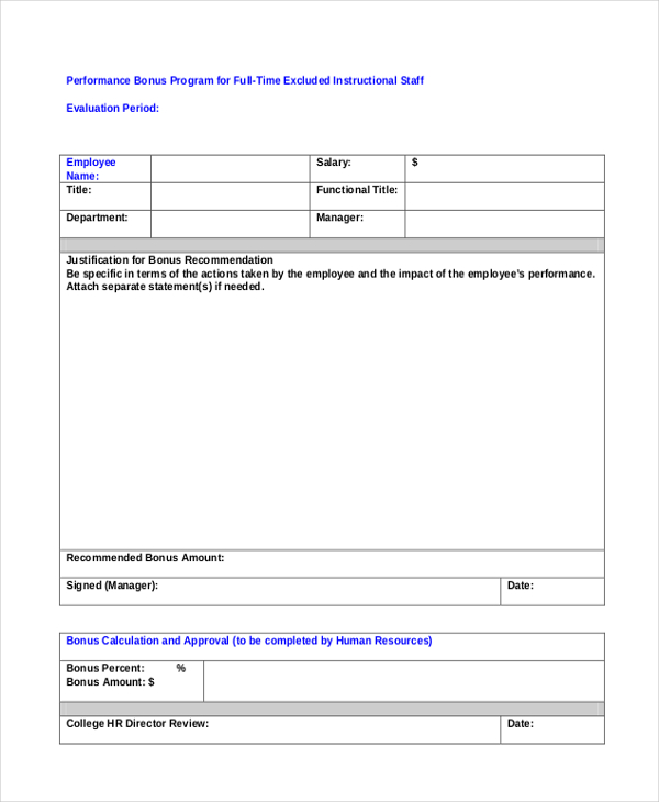 employee bonus appraisal form