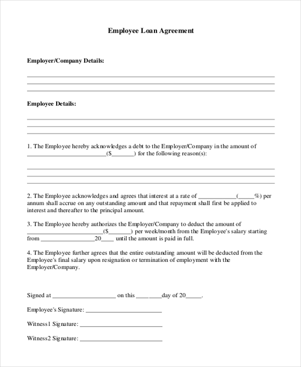 employee loan agreement