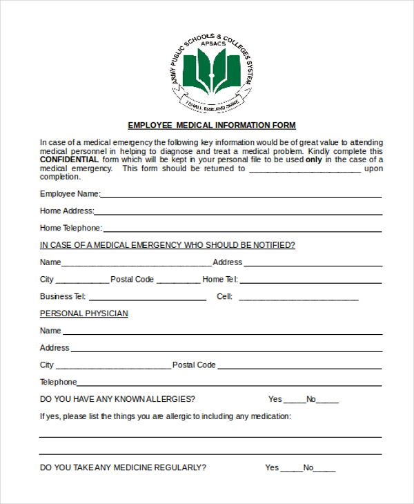 FREE 10+ Sample Employee Information Forms in PDF MS Word