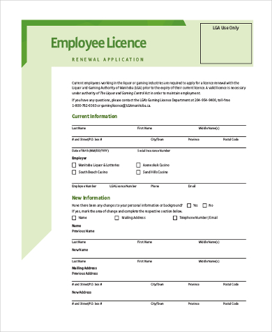 employment renewal form
