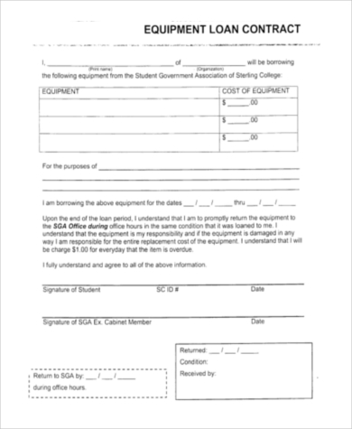 eqipment loan contract form
