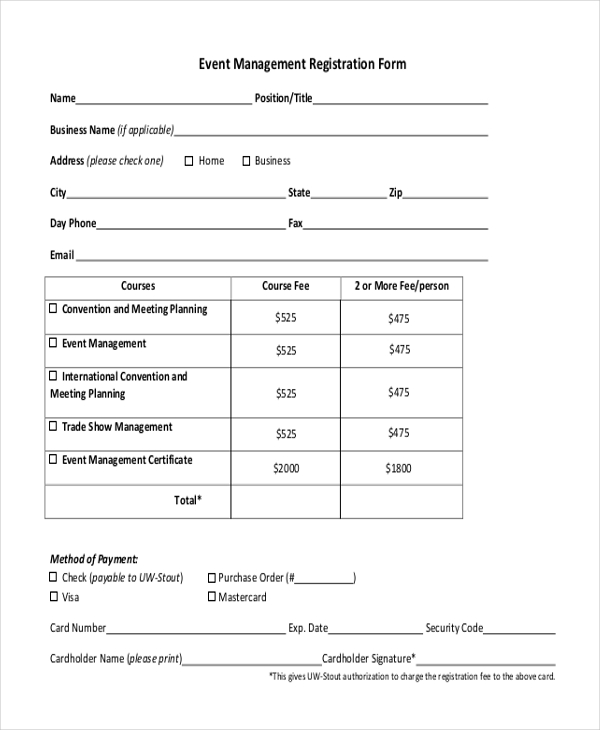 FREE 11+ Sample Event Registration Forms in PDF | MS Word | Excel