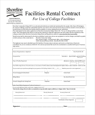 facilities rental contract