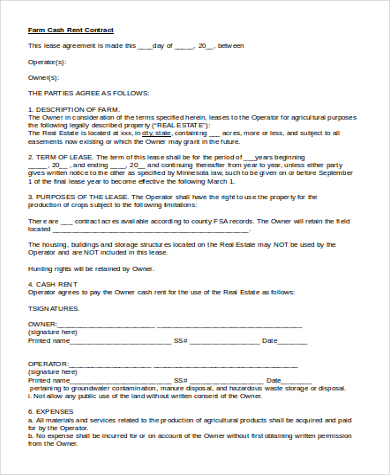 farm cash rent contract