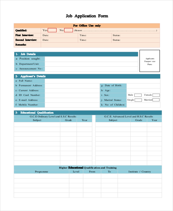 FREE 9+ Job Application Form Samples in PDF | MS Word | Excel