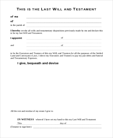 free simple last will and testament form