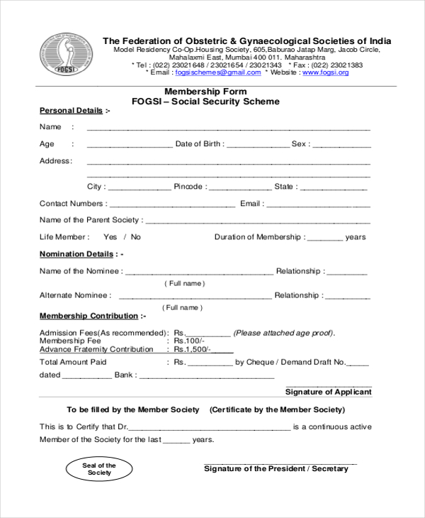 free social security application form
