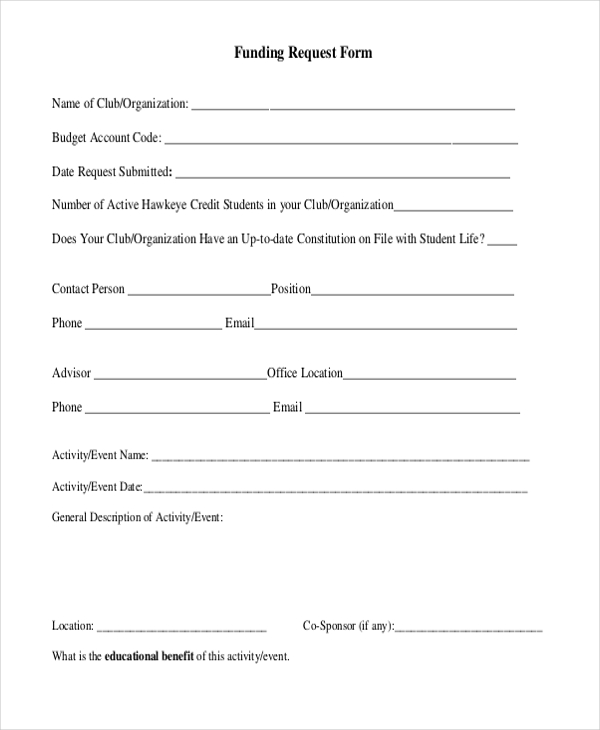 Funding Request Template