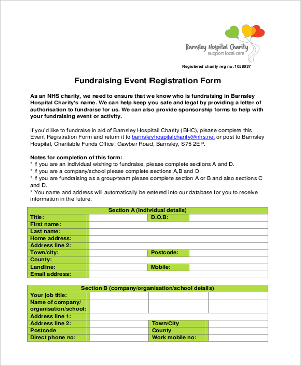 fundraising event registration form