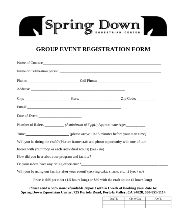 FREE 11+ Sample Event Registration Forms in PDF | MS Word | Excel