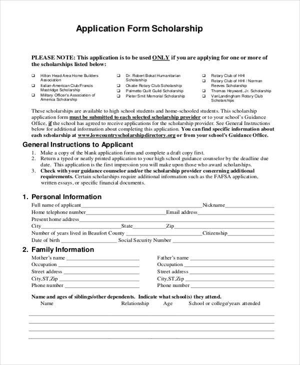 Download Scholarship Form Template Pics - Scholarship Programs