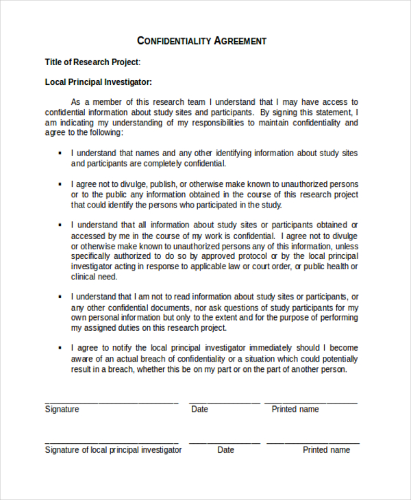 generic confidentiality agreement form