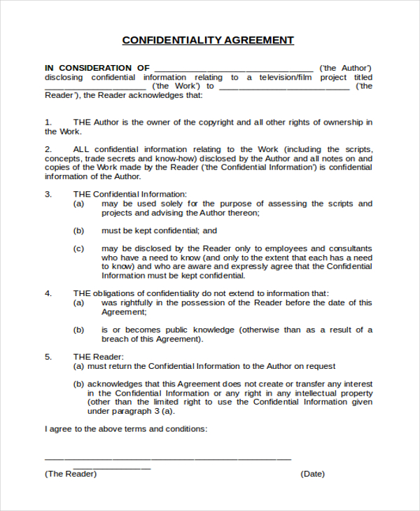 FREE 10 Sample Confidentiality Agreement Forms In PDF MS Word