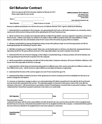 FREE 8+Sample Behavior Contracts in MS Word | PDF