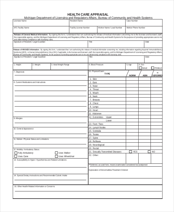 free-10-sample-health-appraisal-forms-in-pdf-ms-word