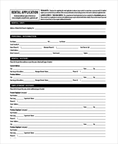 FREE 9+ Sample Rental Application Forms in PDF | MS Word