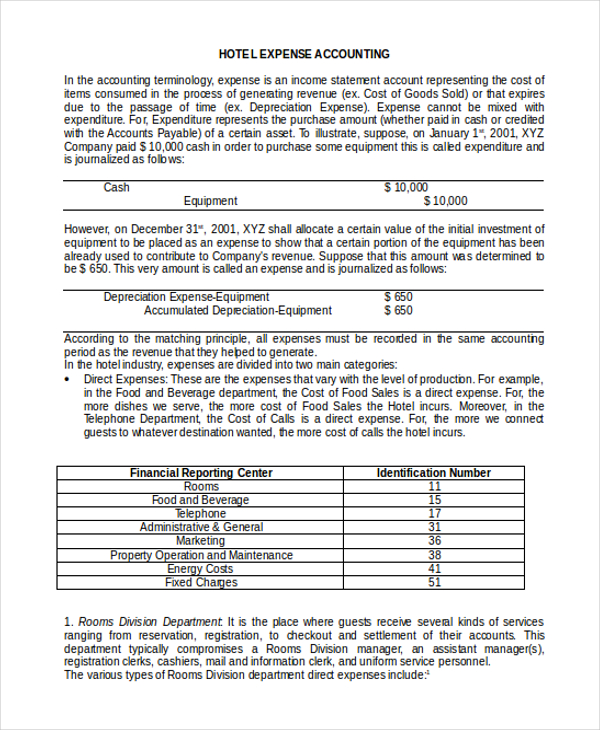 FREE 8+ Sample Accounting Expense Forms in PDF | MS Word | MS Excel