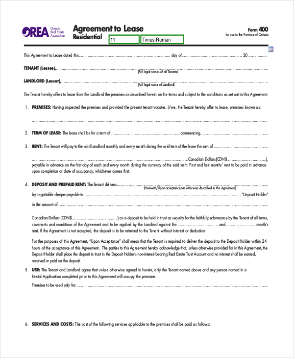 house contract agreement form