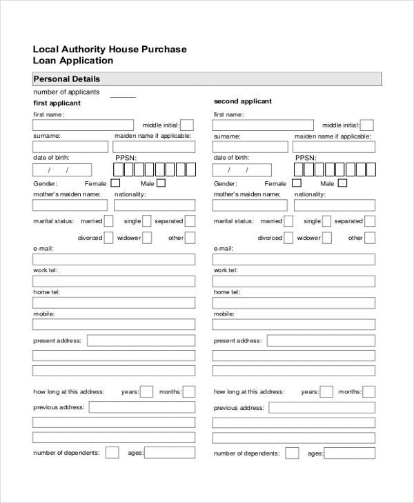 house purchase loan application
