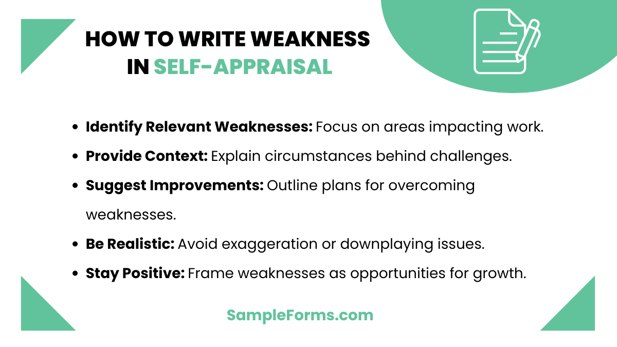 how to write weakness in self appraisal