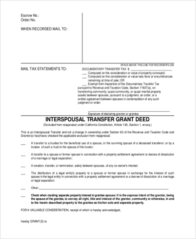 deed transfer grant pdf separation dissolution decree legal marriage